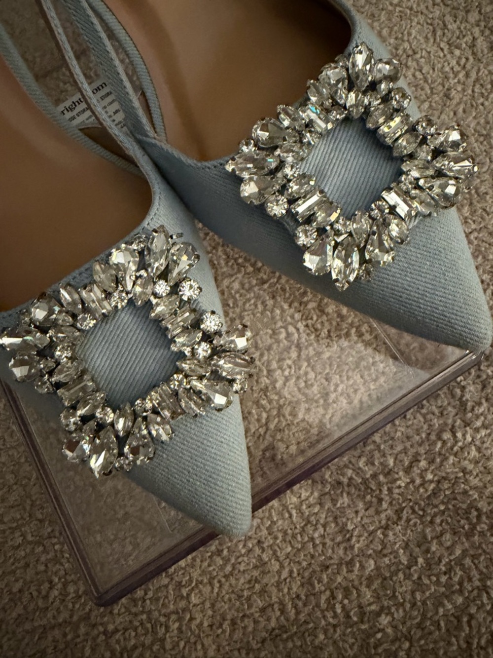 Target Light Blue Pointed Toe Slingback Flats with Crystal Buckles